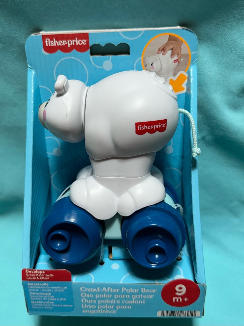 Fisher-Price Crawl After Polar Bear White & Blue Pull-Along - 9 months +